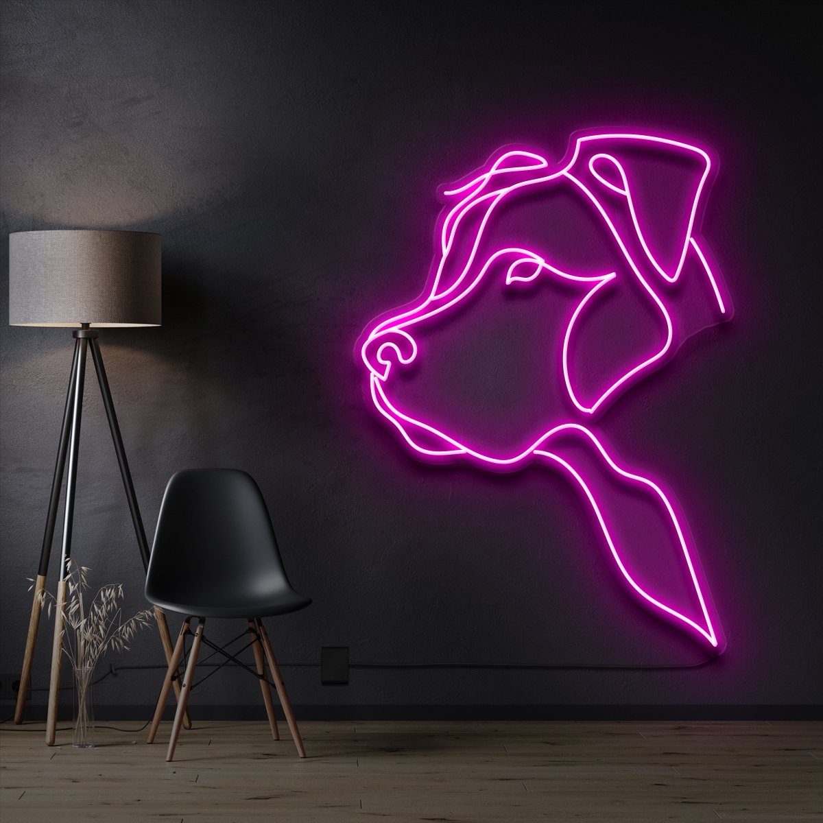 "Long Eared Pitbull" Pet Neon Sign 60cm / Pink / Cut to Shape by Neon Icons