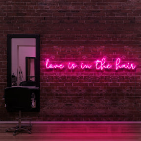 "Love Is In The Hair" Neon Sign for Hair Salons & Barbershops 90cm (3ft) / Pink / LED Neon by Neon Icons