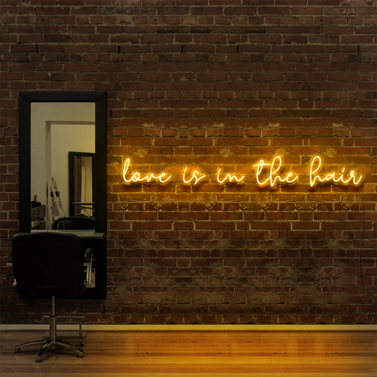 "Love Is In The Hair" Neon Sign for Hair Salons & Barbershops by Neon Icons