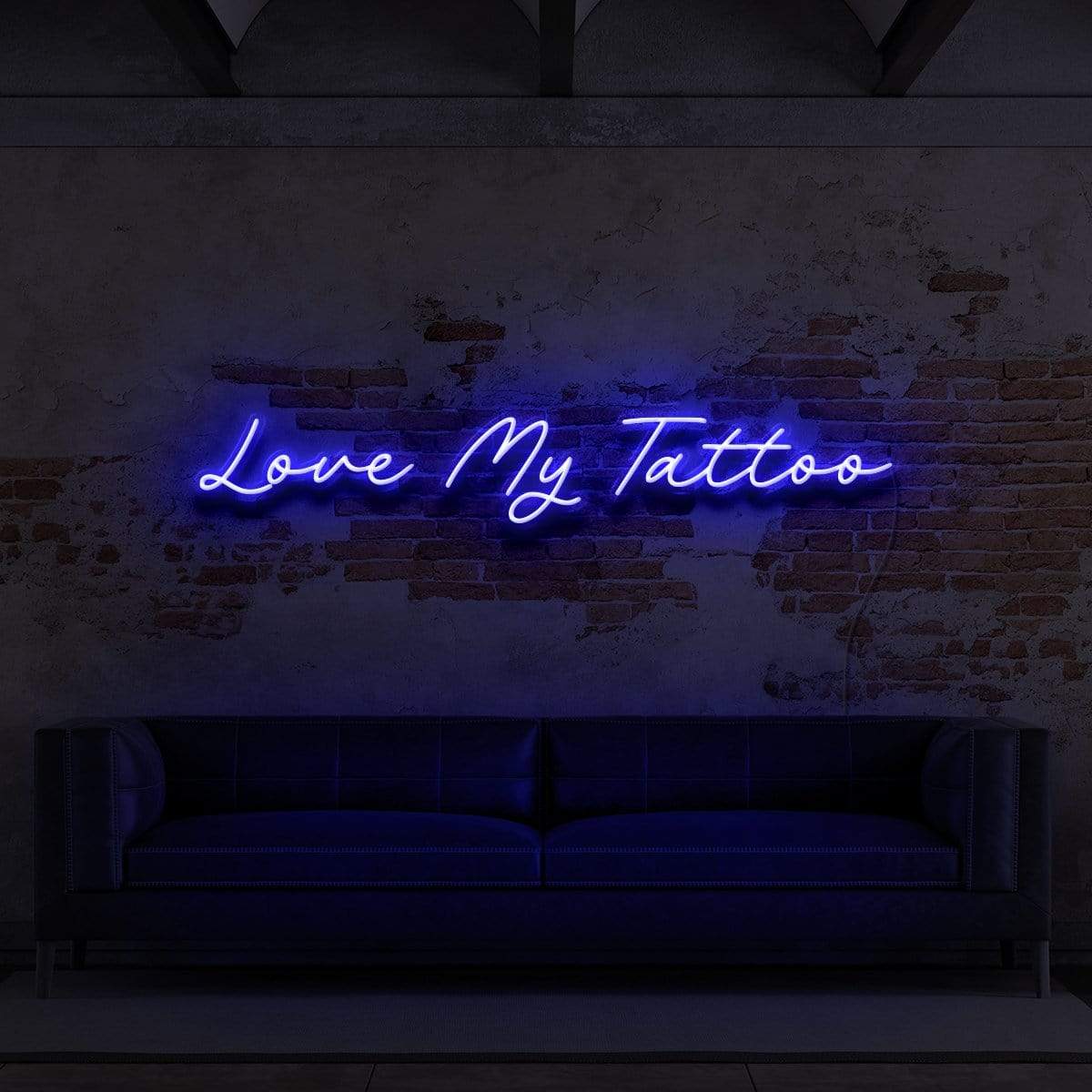 "Love My Tattoo" Neon Sign for Tattoo Parlours 90cm (3ft) / Blue / LED Neon by Neon Icons