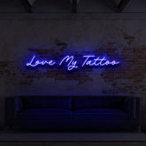 "Love My Tattoo" Neon Sign for Tattoo Parlours 90cm (3ft) / Blue / LED Neon by Neon Icons