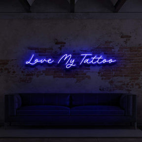 "Love My Tattoo" Neon Sign for Tattoo Parlours 90cm (3ft) / Blue / LED Neon by Neon Icons