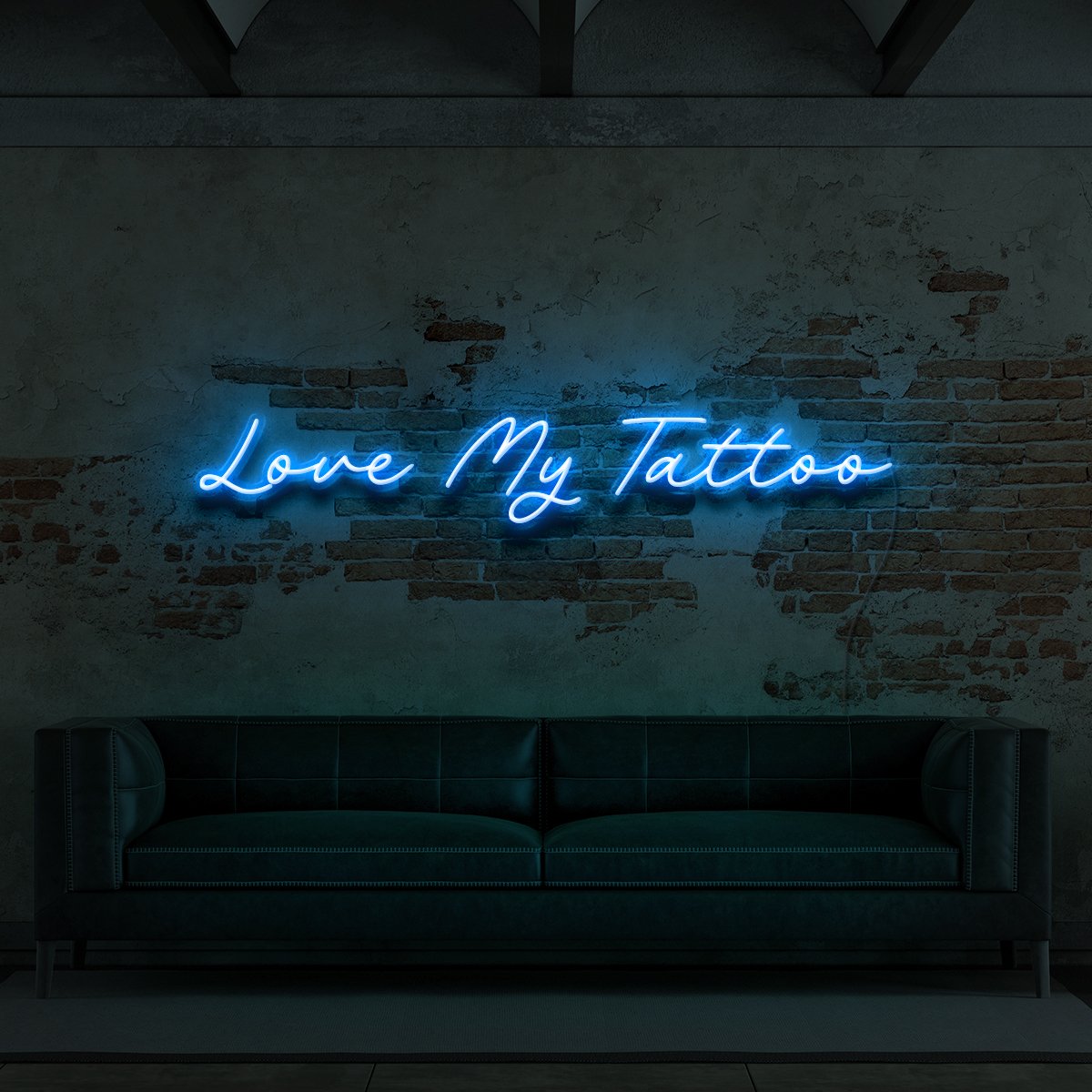 "Love My Tattoo" Neon Sign for Tattoo Parlours 90cm (3ft) / Ice Blue / LED Neon by Neon Icons