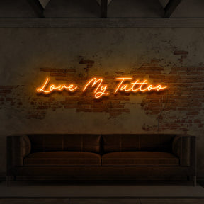 "Love My Tattoo" Neon Sign for Tattoo Parlours 90cm (3ft) / Orange / LED Neon by Neon Icons