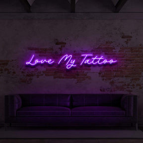 "Love My Tattoo" Neon Sign for Tattoo Parlours 90cm (3ft) / Purple / LED Neon by Neon Icons