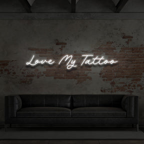 "Love My Tattoo" Neon Sign for Tattoo Parlours 90cm (3ft) / White / LED Neon by Neon Icons