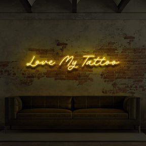 "Love My Tattoo" Neon Sign for Tattoo Parlours 90cm (3ft) / Yellow / LED Neon by Neon Icons