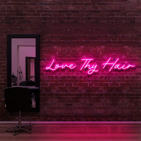 "Love Thy Hair" Neon Sign for Hair Salons & Barbershops 90cm (3ft) / Pink / LED Neon by Neon Icons