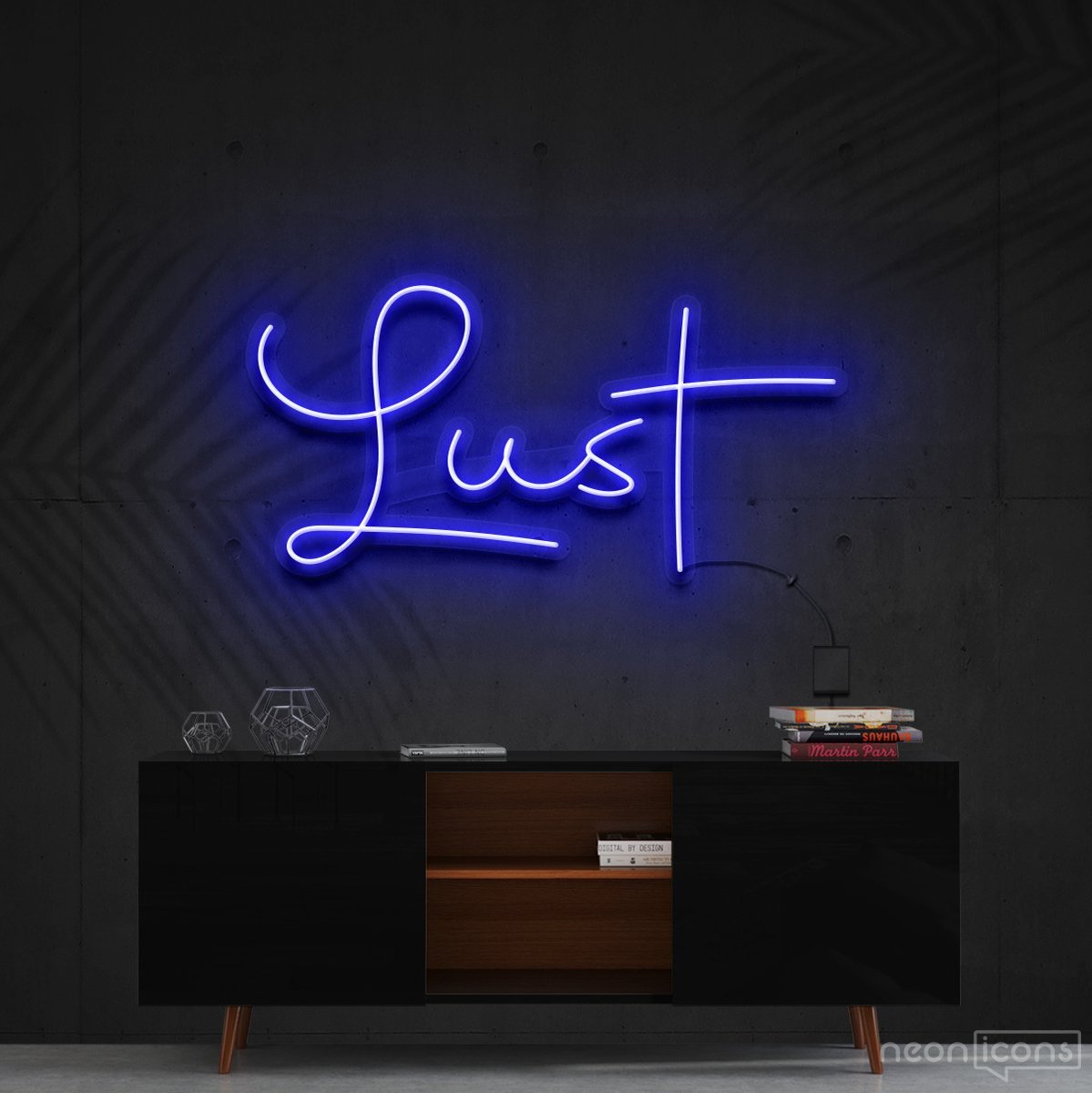 "Lust" Neon Sign 60cm (2ft) / Blue / Cut to Shape by Neon Icons