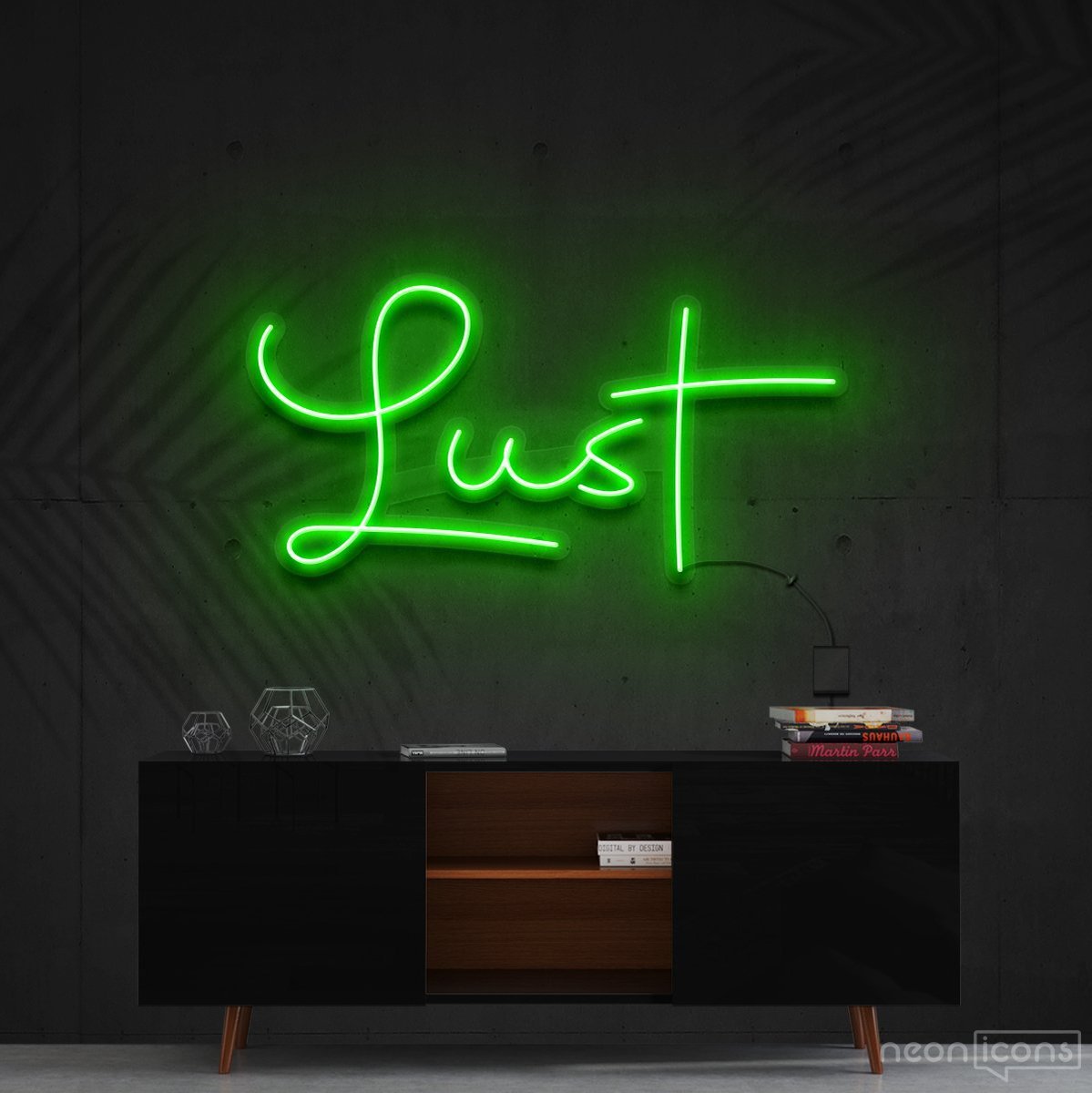 "Lust" Neon Sign 60cm (2ft) / Green / Cut to Shape by Neon Icons