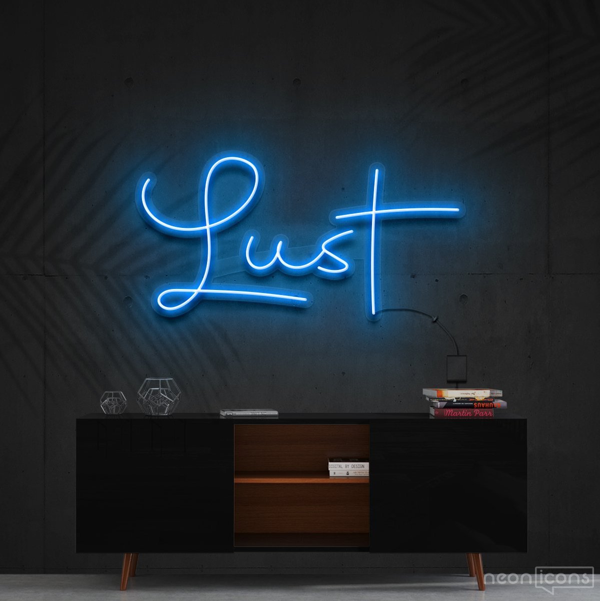 "Lust" Neon Sign 60cm (2ft) / Ice Blue / Cut to Shape by Neon Icons