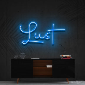 "Lust" Neon Sign 60cm (2ft) / Ice Blue / Cut to Shape by Neon Icons