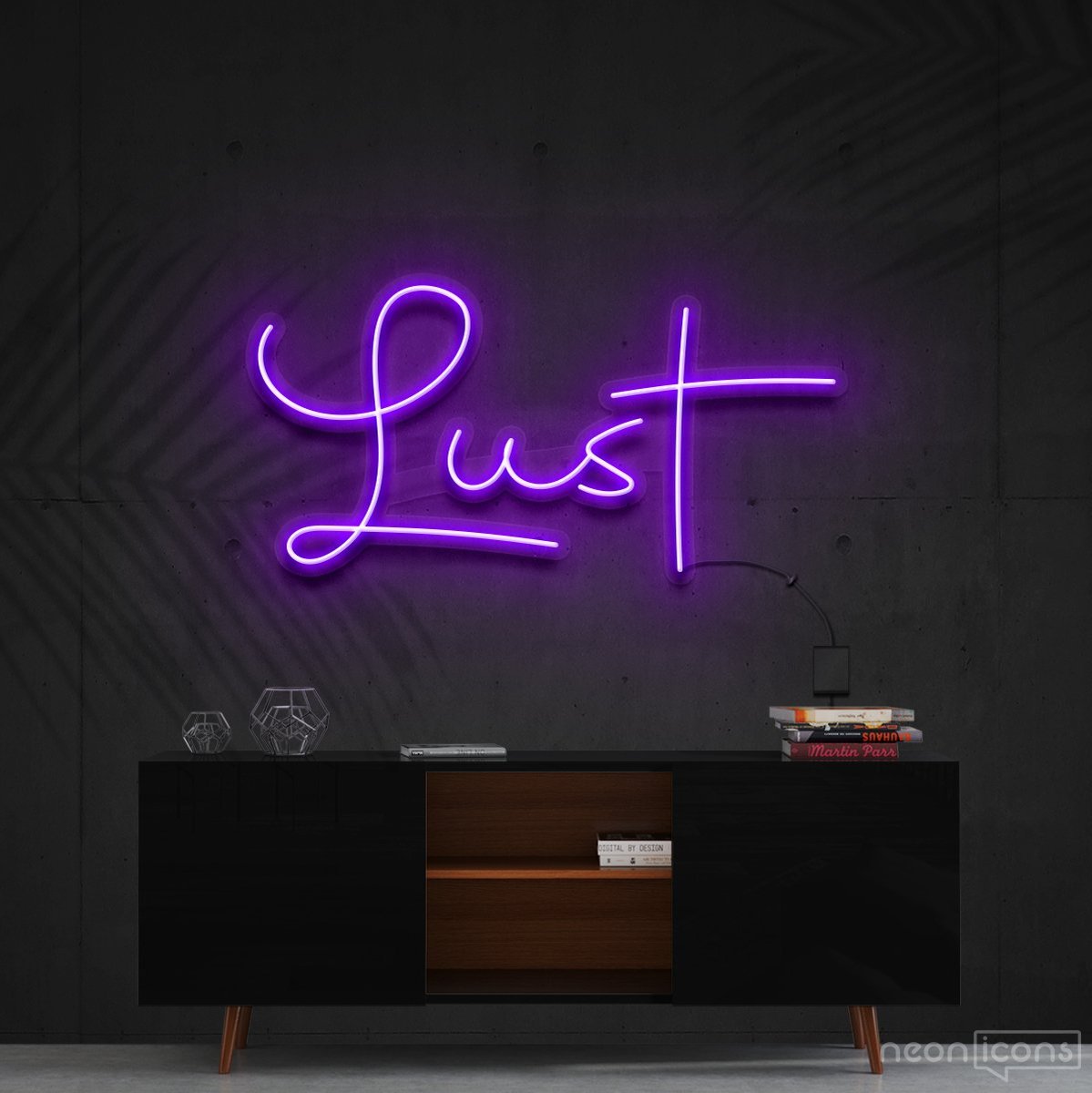 "Lust" Neon Sign 60cm (2ft) / Purple / Cut to Shape by Neon Icons