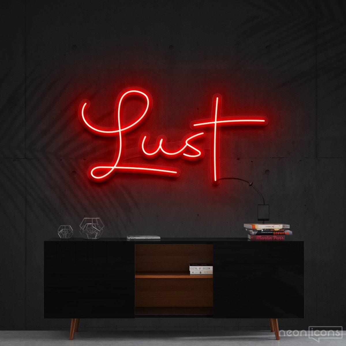 "Lust" Neon Sign 60cm (2ft) / Red / Cut to Shape by Neon Icons