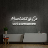 "Macchiato & Co V2" Custom LED & Glass Neon Sign Combo