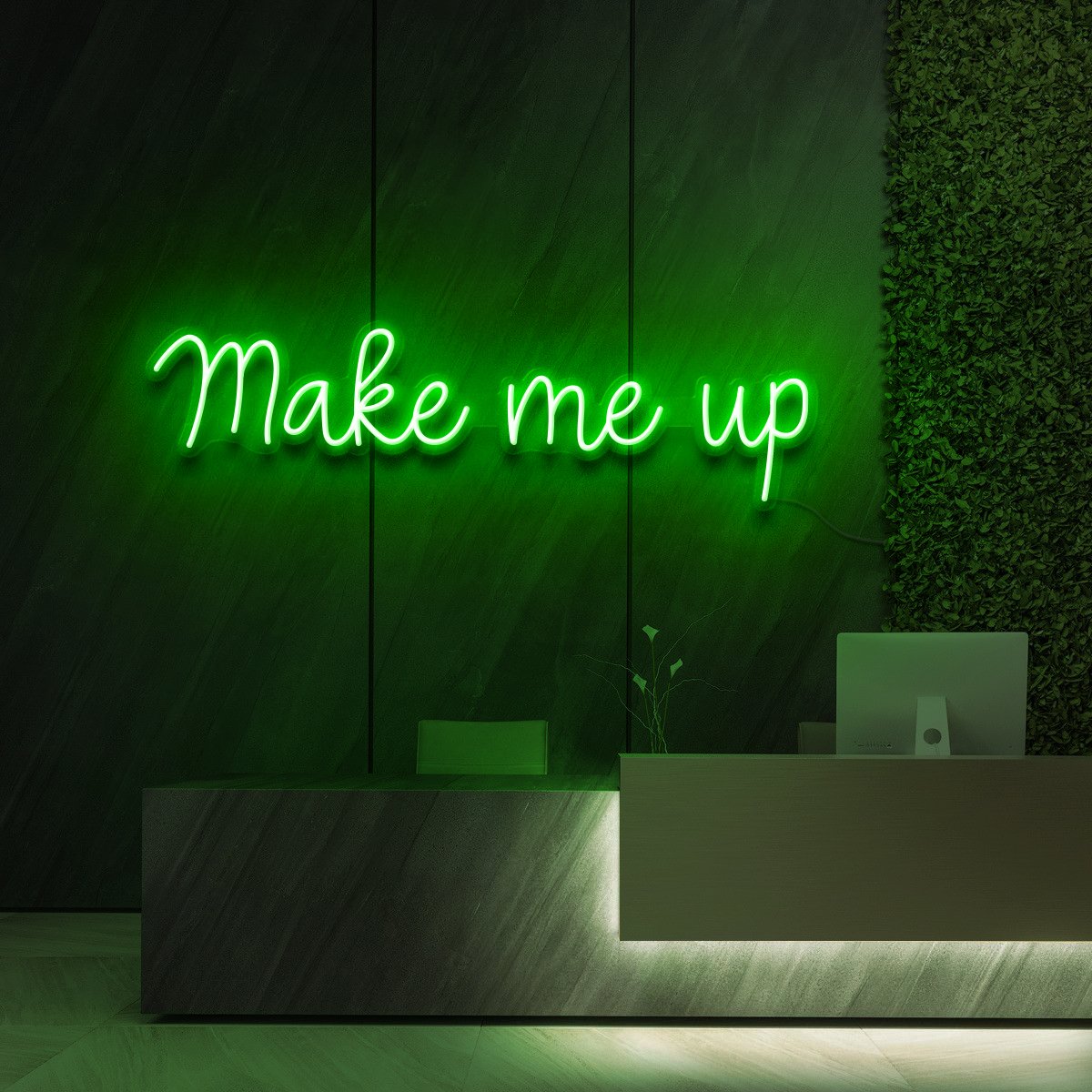 "Make Me Up" Neon Sign for Beauty Salons & Cosmetic Studios 60cm (2ft) / Green / LED Neon by Neon Icons