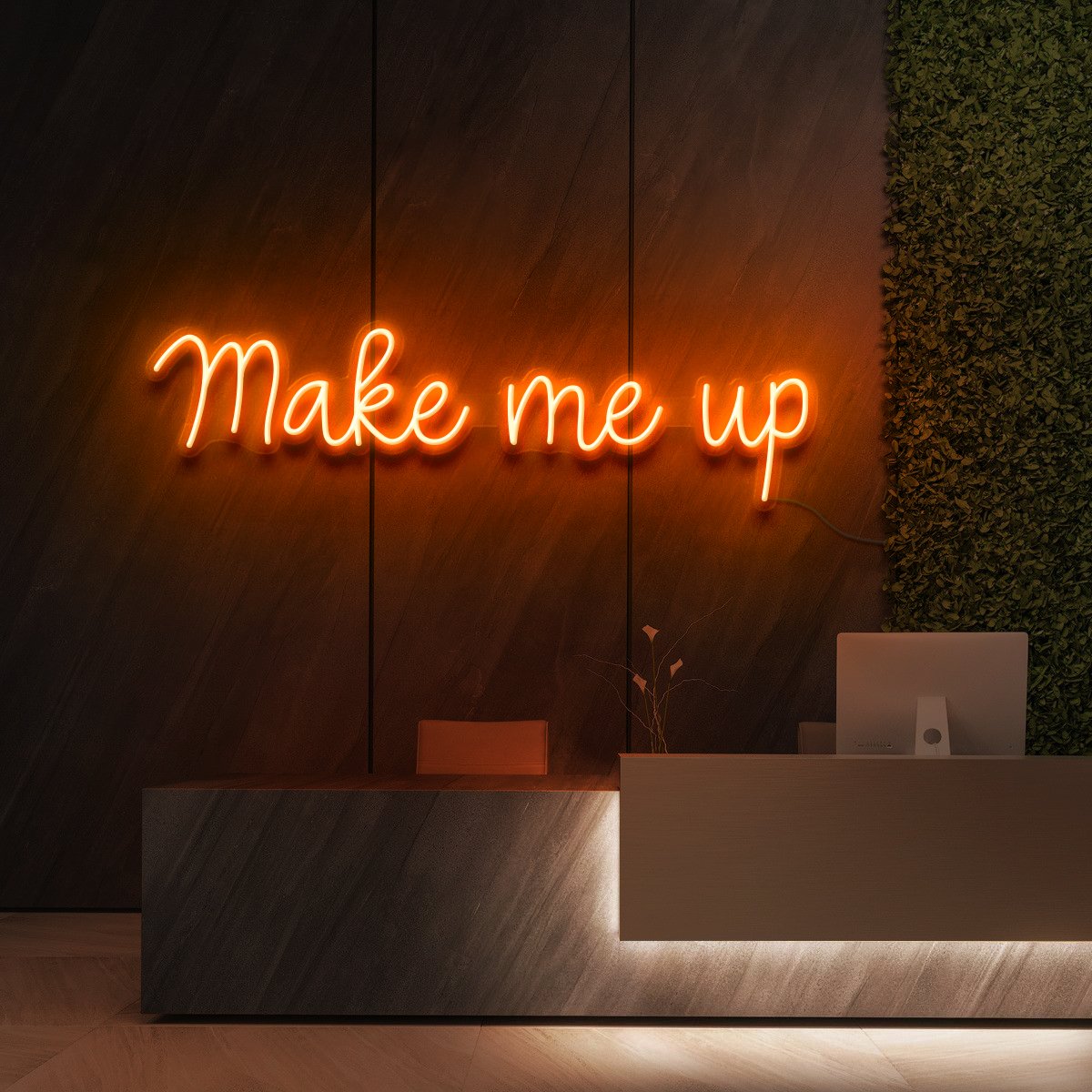 "Make Me Up" Neon Sign for Beauty Salons & Cosmetic Studios 60cm (2ft) / Orange / LED Neon by Neon Icons