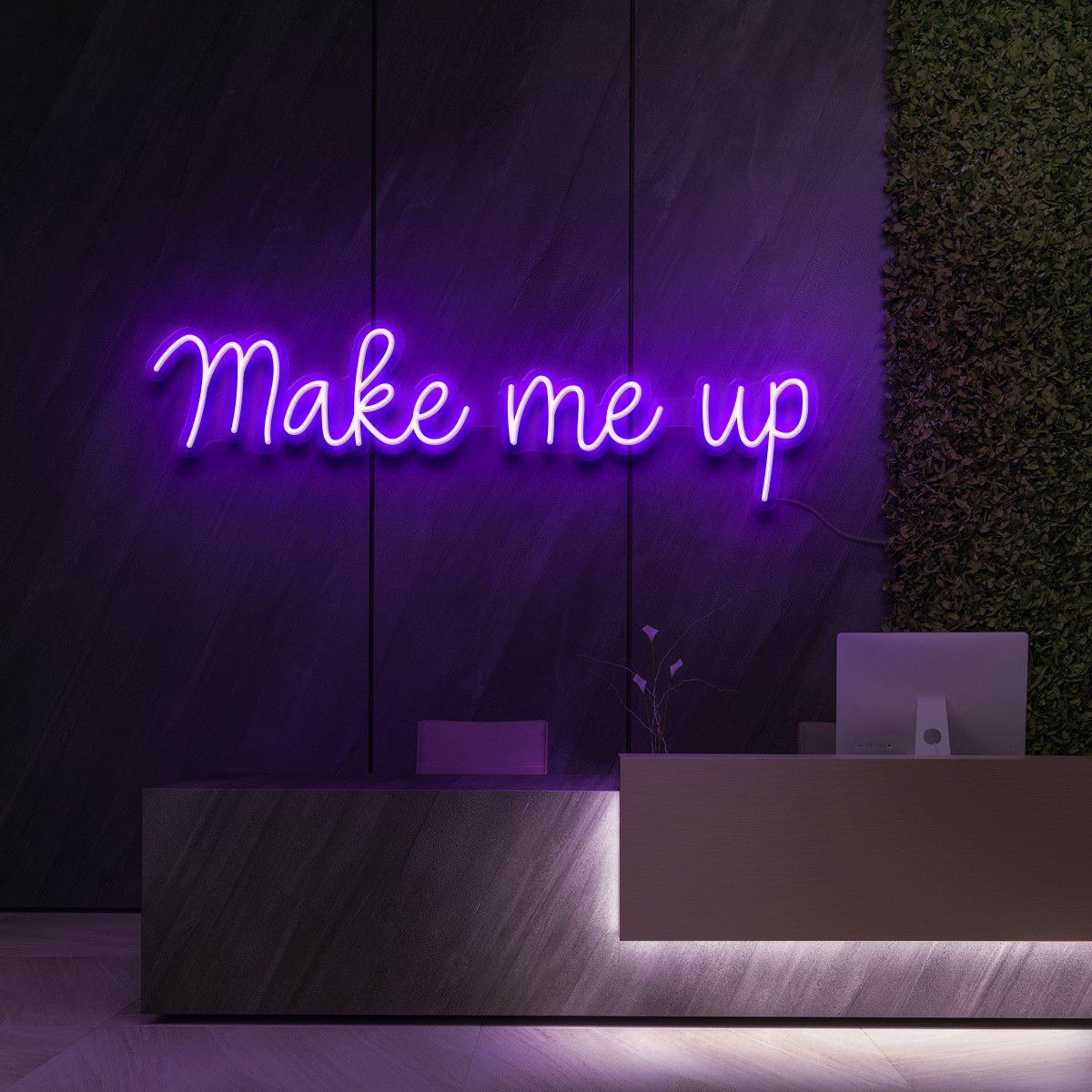 "Make Me Up" Neon Sign for Beauty Salons & Cosmetic Studios 60cm (2ft) / Purple / LED Neon by Neon Icons