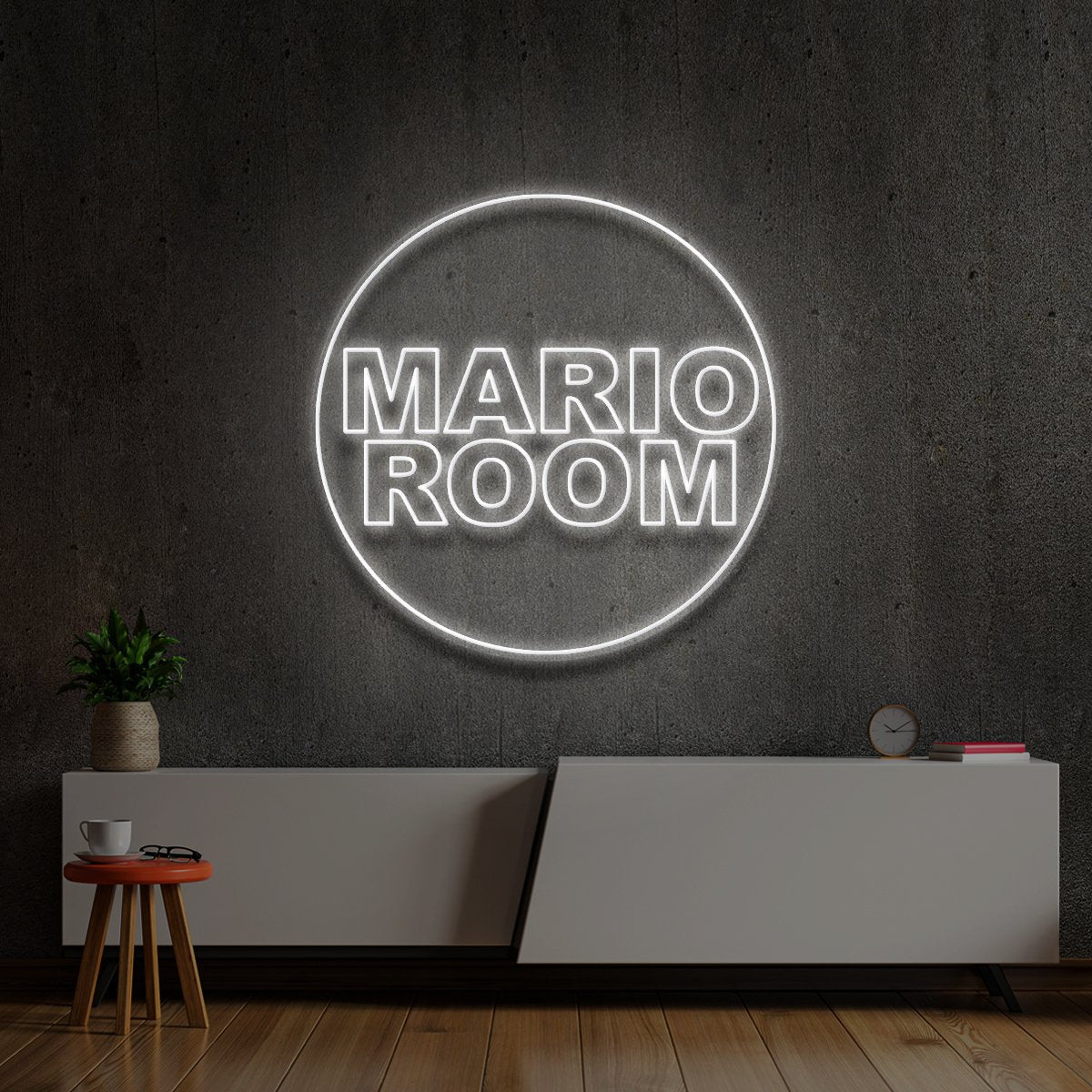 "Mario Room" Custom Neon Sign 90cm x 90cm / White / LED Neon by Neon Icons