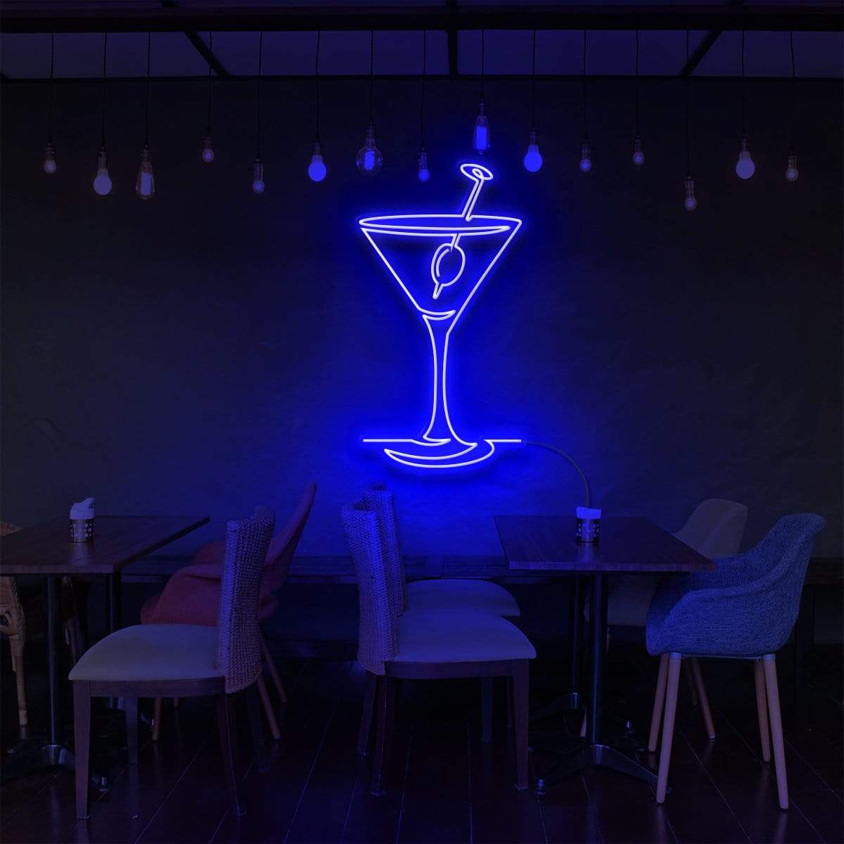 "Martini Glass" Neon Sign for Bars & Restaurants 90cm (3ft) / Blue / LED Neon by Neon Icons