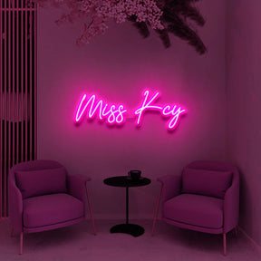 "Miss Kcy" Custom Neon Sign 80cm x 30cm / Pink / Cut to Shape by Neon Icons