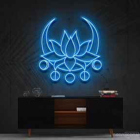 "Moon Lotus" Neon Sign 60cm (2ft) / Ice Blue / Cut to Shape by Neon Icons