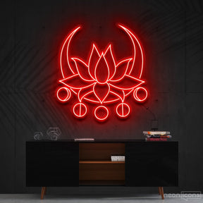 "Moon Lotus" Neon Sign 60cm (2ft) / Red / Cut to Shape by Neon Icons