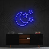 "Moongazing" Neon Sign 60cm (2ft) / Blue / Cut to Shape by Neon Icons