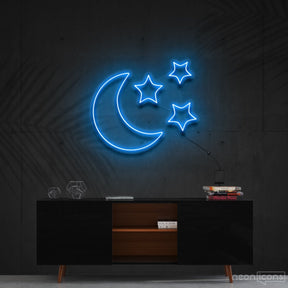 "Moongazing" Neon Sign 60cm (2ft) / Ice Blue / Cut to Shape by Neon Icons