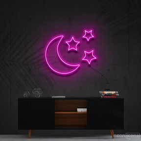 "Moongazing" Neon Sign 60cm (2ft) / Pink / Cut to Shape by Neon Icons