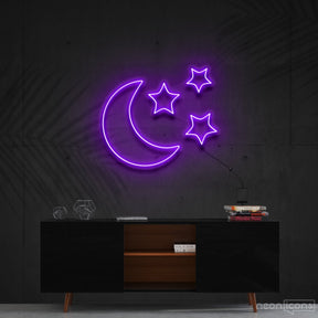 "Moongazing" Neon Sign 60cm (2ft) / Purple / Cut to Shape by Neon Icons