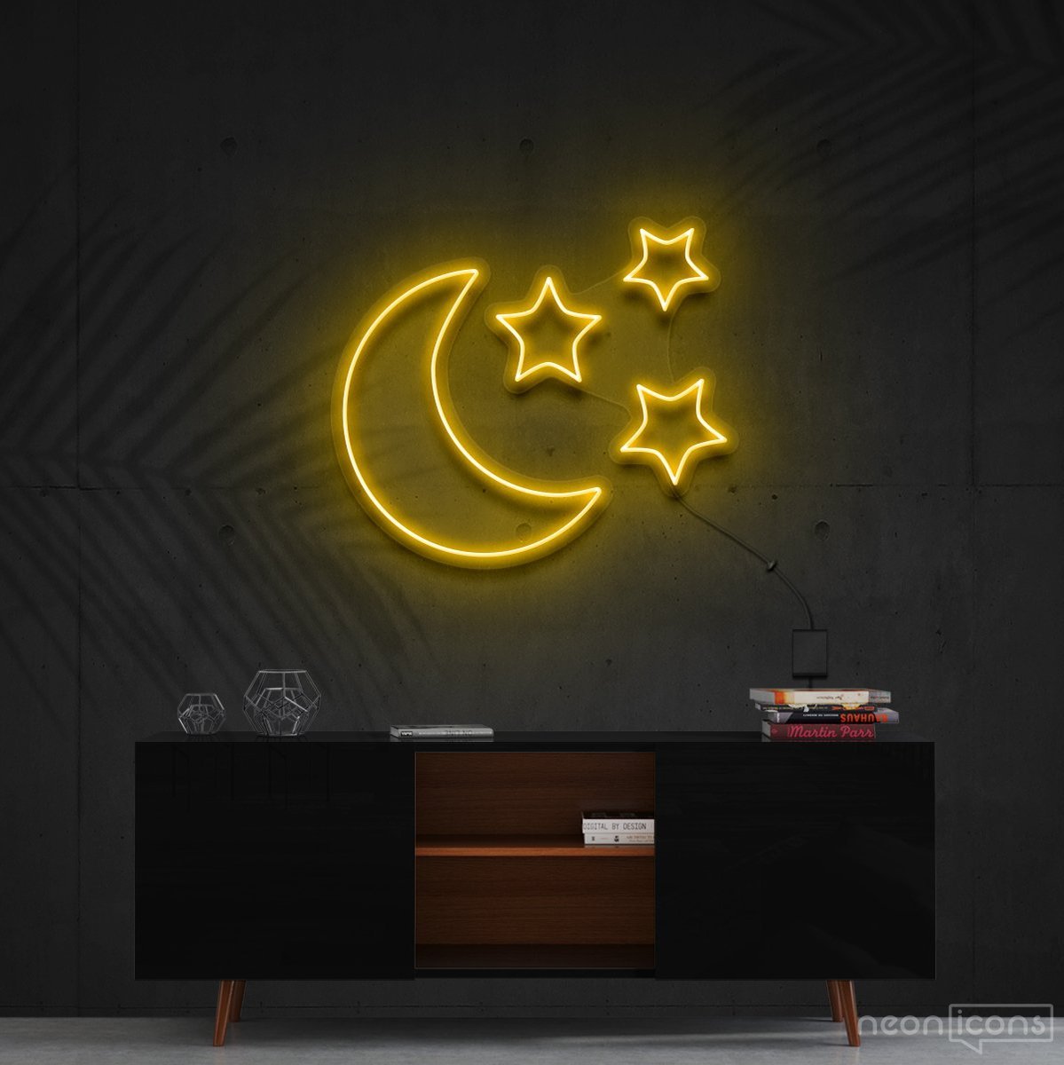 "Moongazing" Neon Sign 60cm (2ft) / Yellow / Cut to Shape by Neon Icons