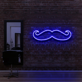 "Moustache" Neon Sign for Hair Salons & Barbershops 60cm (2ft) / Blue / LED Neon by Neon Icons