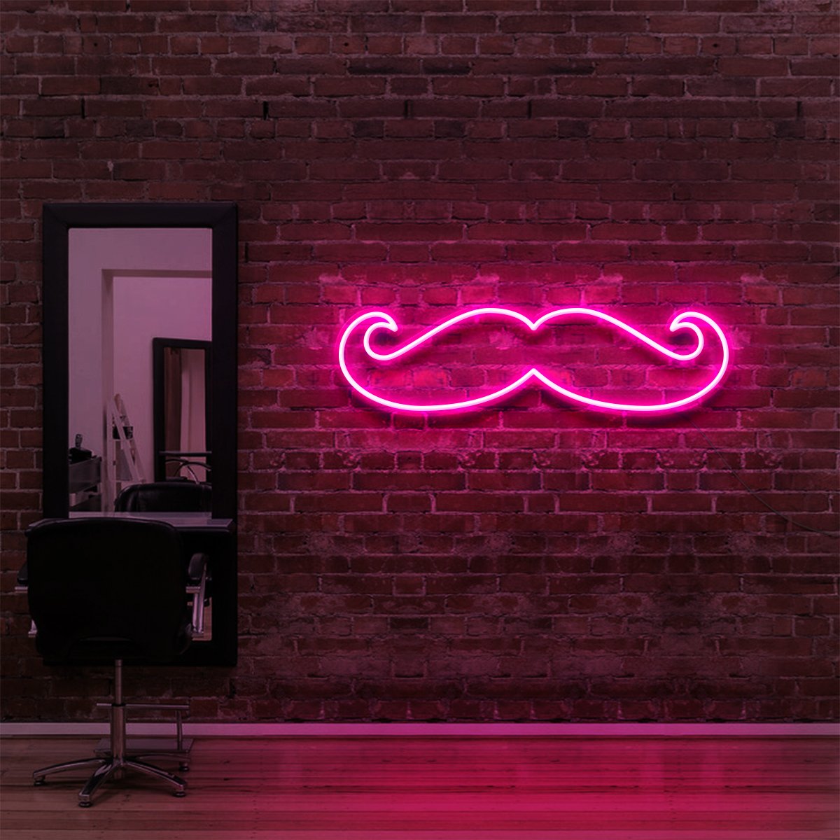 "Moustache" Neon Sign for Hair Salons & Barbershops by Neon Icons