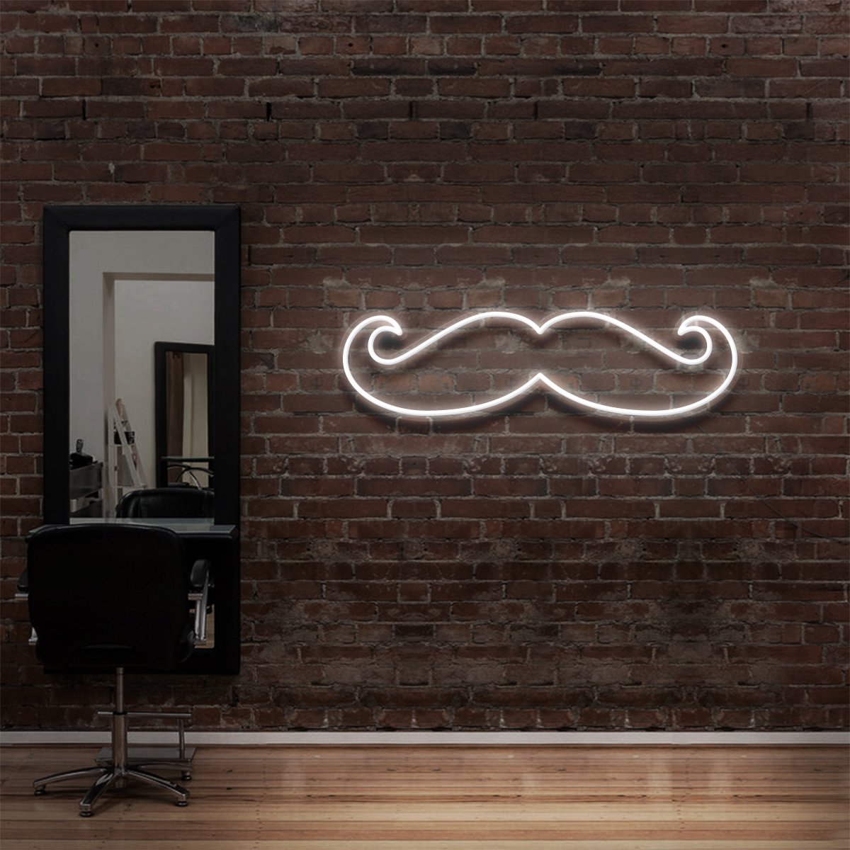 "Moustache" Neon Sign for Hair Salons & Barbershops by Neon Icons