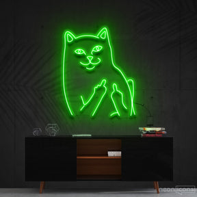 "Mr. Bad Cat" Neon Sign 60cm (2ft) / Green / Cut to Shape by Neon Icons