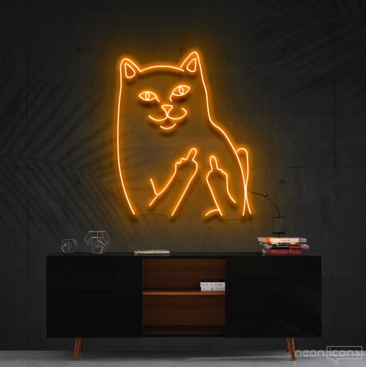 "Mr. Bad Cat" Neon Sign 60cm (2ft) / Orange / Cut to Shape by Neon Icons