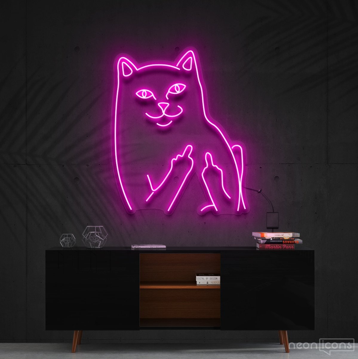 "Mr. Bad Cat" Neon Sign 60cm (2ft) / Pink / Cut to Shape by Neon Icons