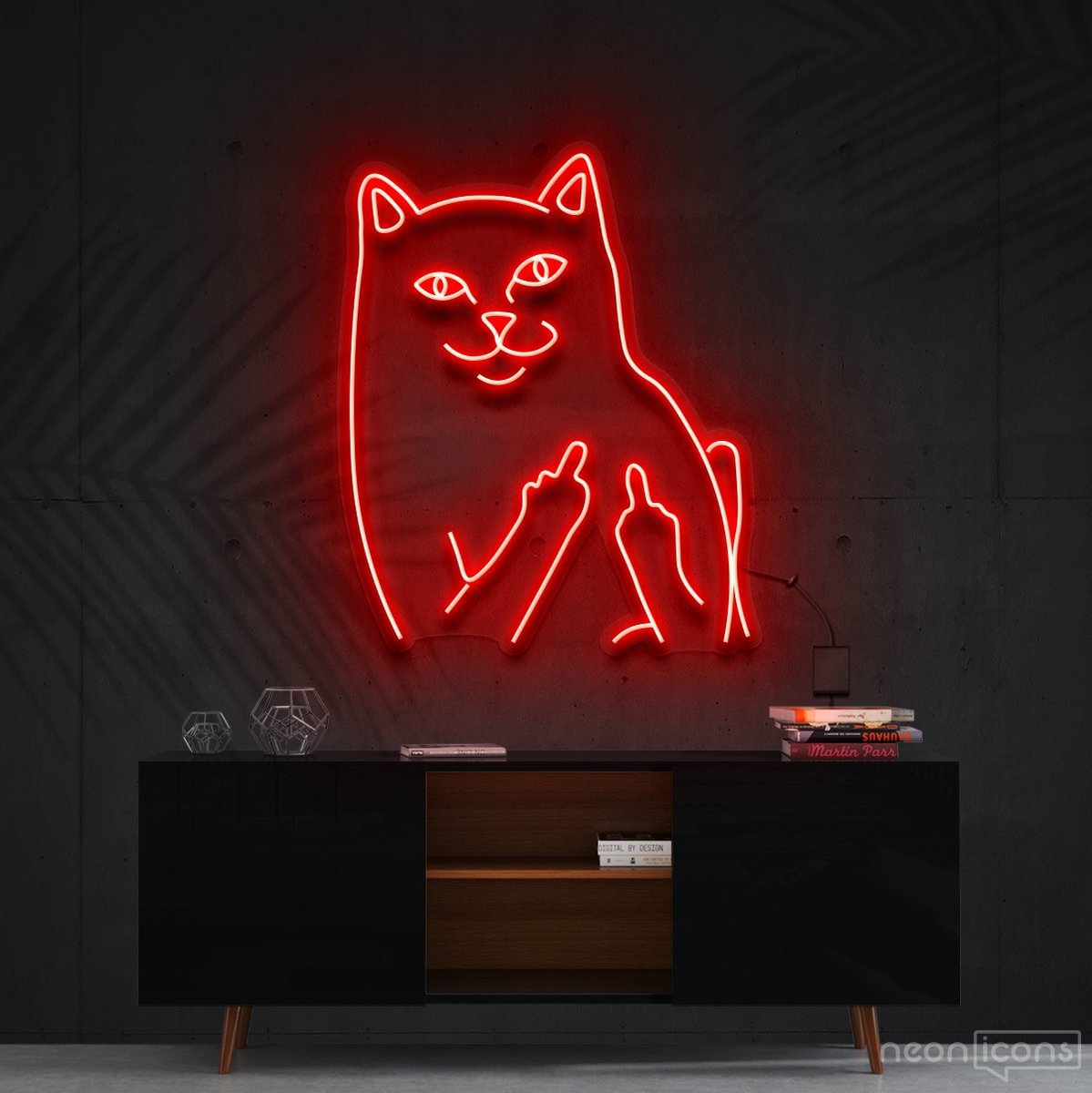 "Mr. Bad Cat" Neon Sign 60cm (2ft) / Red / Cut to Shape by Neon Icons