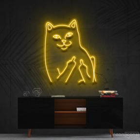 "Mr. Bad Cat" Neon Sign 60cm (2ft) / Yellow / Cut to Shape by Neon Icons