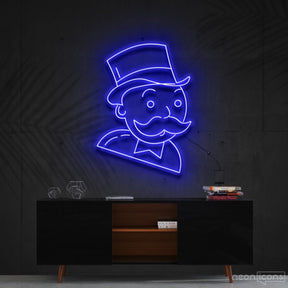 "Mr. Monopoly" Neon Sign 60cm (2ft) / Blue / Cut to Shape by Neon Icons