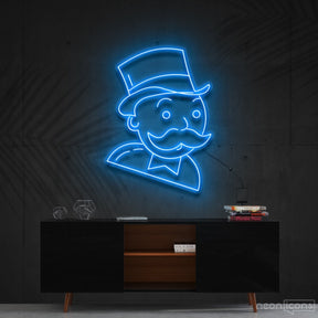 "Mr. Monopoly" Neon Sign 60cm (2ft) / Ice Blue / Cut to Shape by Neon Icons