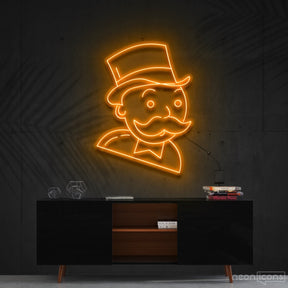 "Mr. Monopoly" Neon Sign 60cm (2ft) / Orange / Cut to Shape by Neon Icons