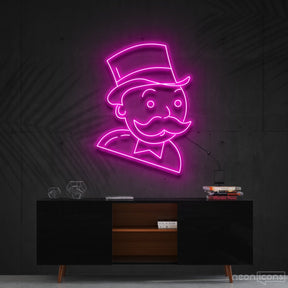 "Mr. Monopoly" Neon Sign 60cm (2ft) / Pink / Cut to Shape by Neon Icons