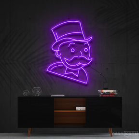 "Mr. Monopoly" Neon Sign 60cm (2ft) / Purple / Cut to Shape by Neon Icons