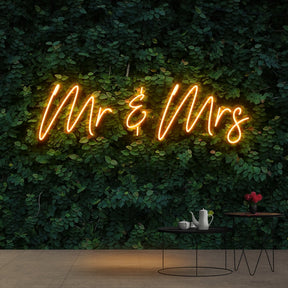 "Mr & Mrs" Neon Sign 60cm (2ft) / Orange / Cut to Shape by Neon Icons