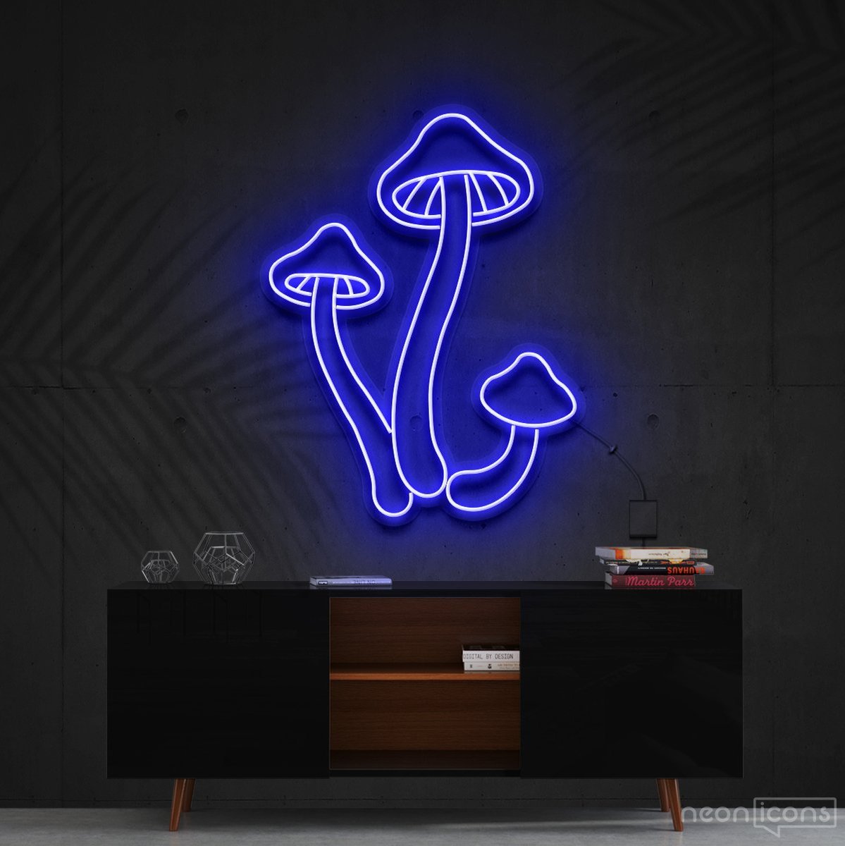 "Mushrooms" Neon Sign 60cm (2ft) / Blue / Cut to Shape by Neon Icons