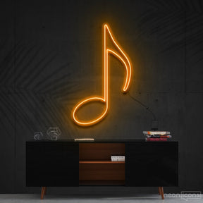 "Musical Note (Quaver)" Neon Sign 60cm (2ft) / Orange / Cut to Shape by Neon Icons