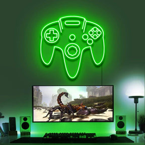 "N64 Controller" Gaming Neon Sign 60cm/2ft / Green / LED Neon by Neon Icons