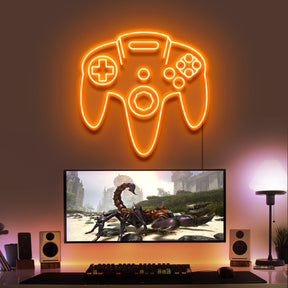 "N64 Controller" Gaming Neon Sign 60cm/2ft / Orange / LED Neon by Neon Icons